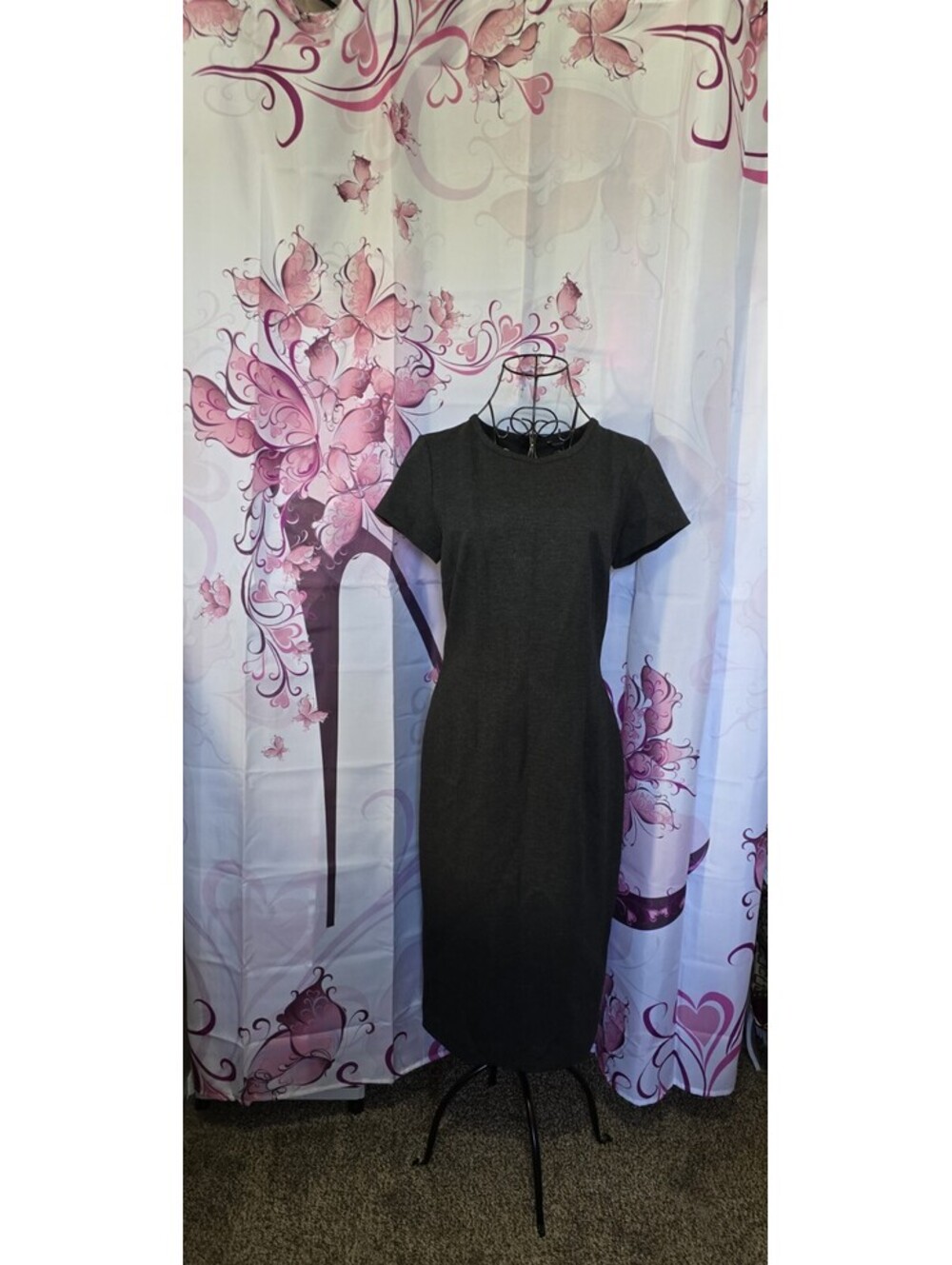 Ann Taylor Women Gray Casual Dress Small Zippered Back
